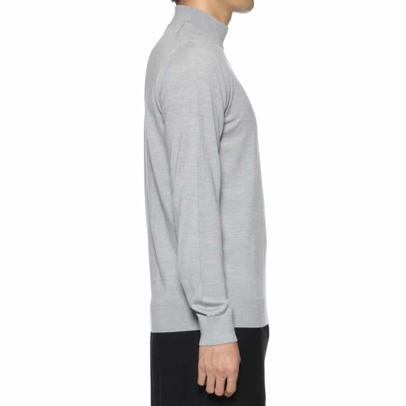 BARNEYS NEW YORK SUPER140Sウール モックネックニットプルオーバー LIGHT GRAY