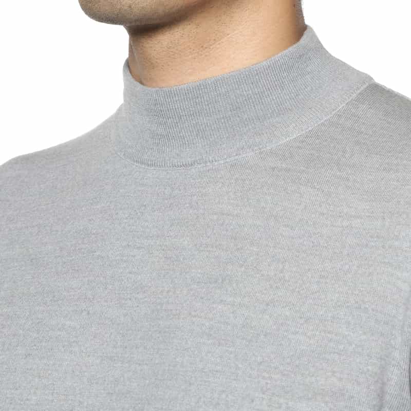 BARNEYS NEW YORK SUPER140Sウール モックネックニットプルオーバー LIGHT GRAY
