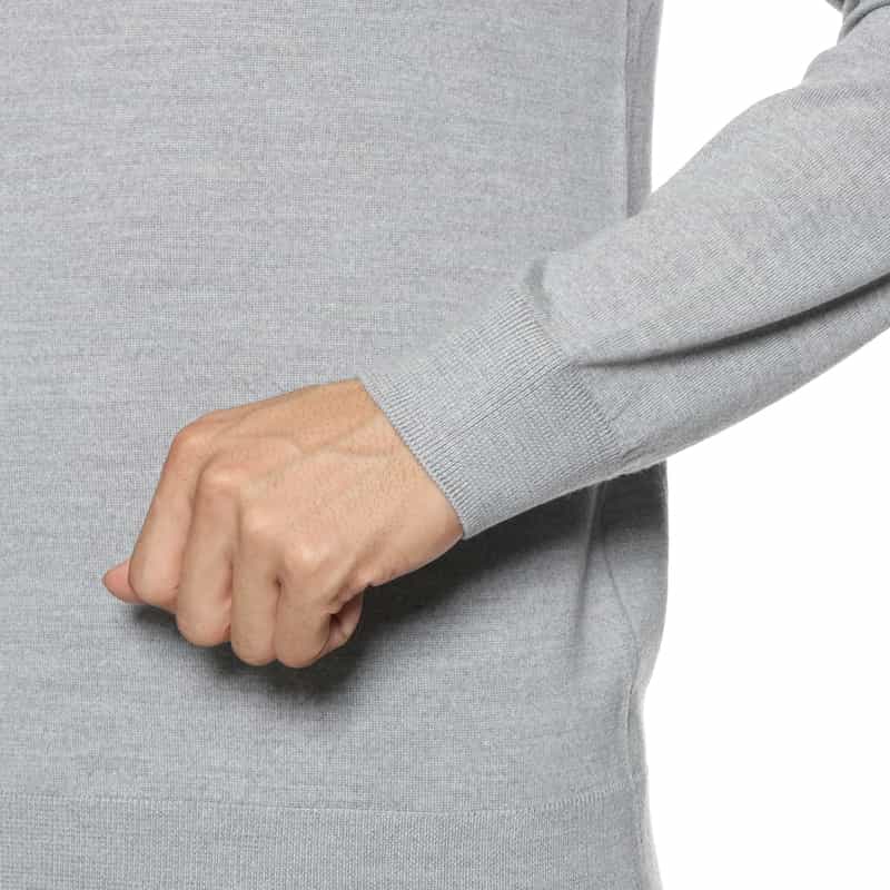 BARNEYS NEW YORK SUPER140Sウール モックネックニットプルオーバー LIGHT GRAY