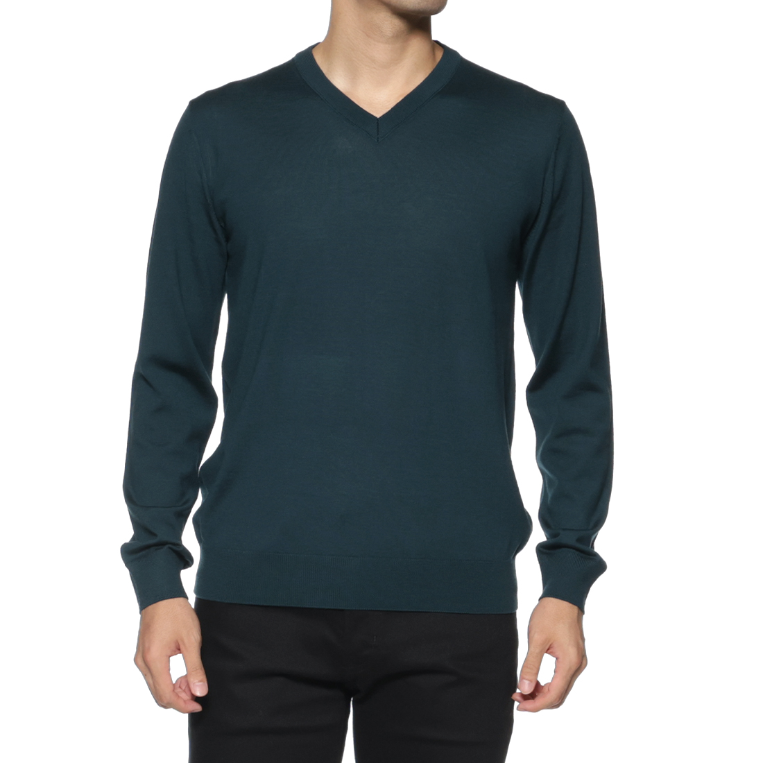 SUPER140Sウール Vネックニットプルオーバー