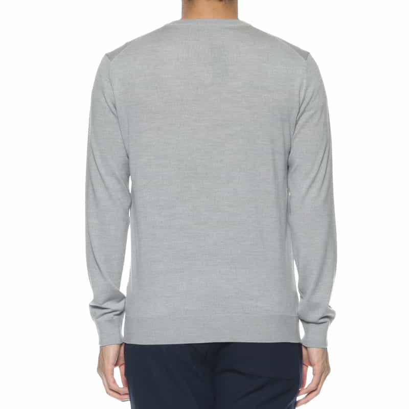 BARNEYS NEW YORK SUPER140Sウール Vネックニットプルオーバー LIGHT GRAY