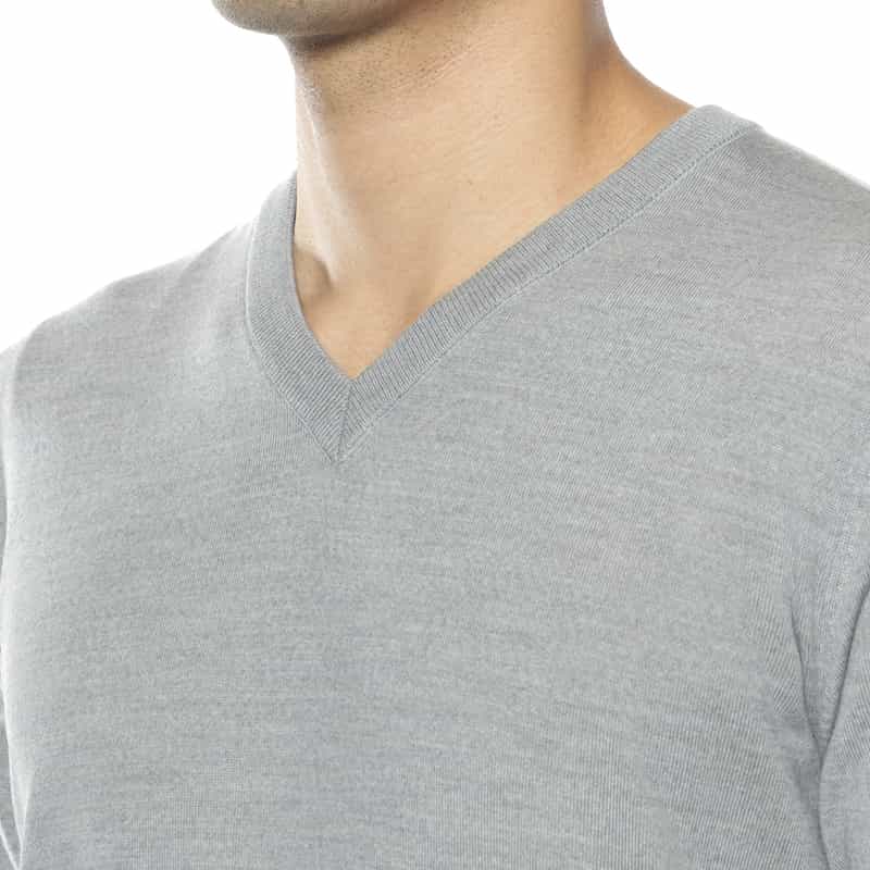 BARNEYS NEW YORK SUPER140Sウール Vネックニットプルオーバー LIGHT GRAY