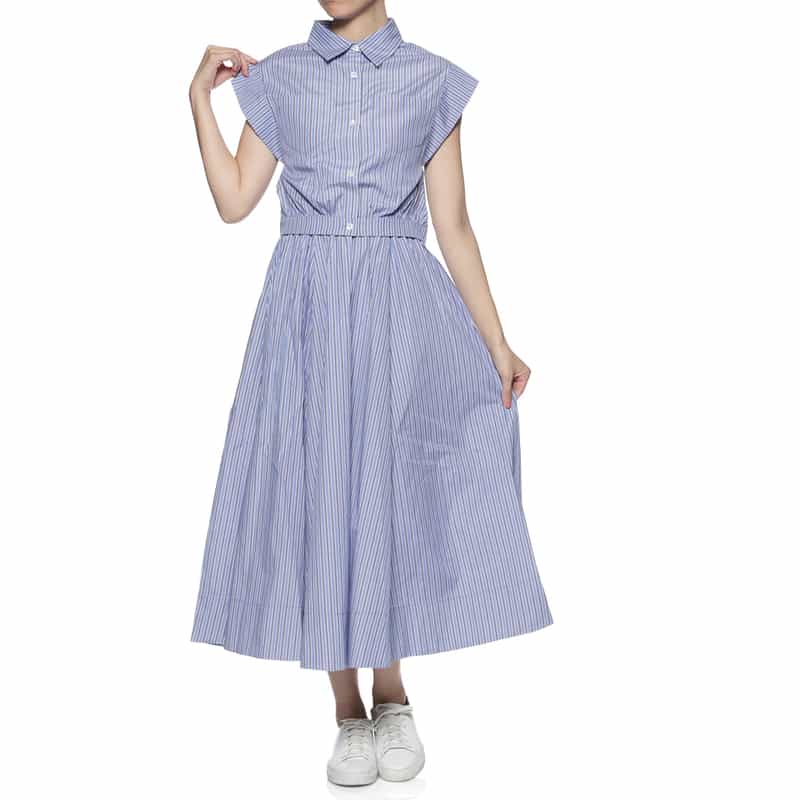 BARNEYS NEW YORK セットアップ ウォッシャブル クロップドシャツ BLUE