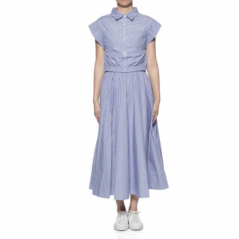 BARNEYS NEW YORK セットアップ ウォッシャブル クロップドシャツ BLUE