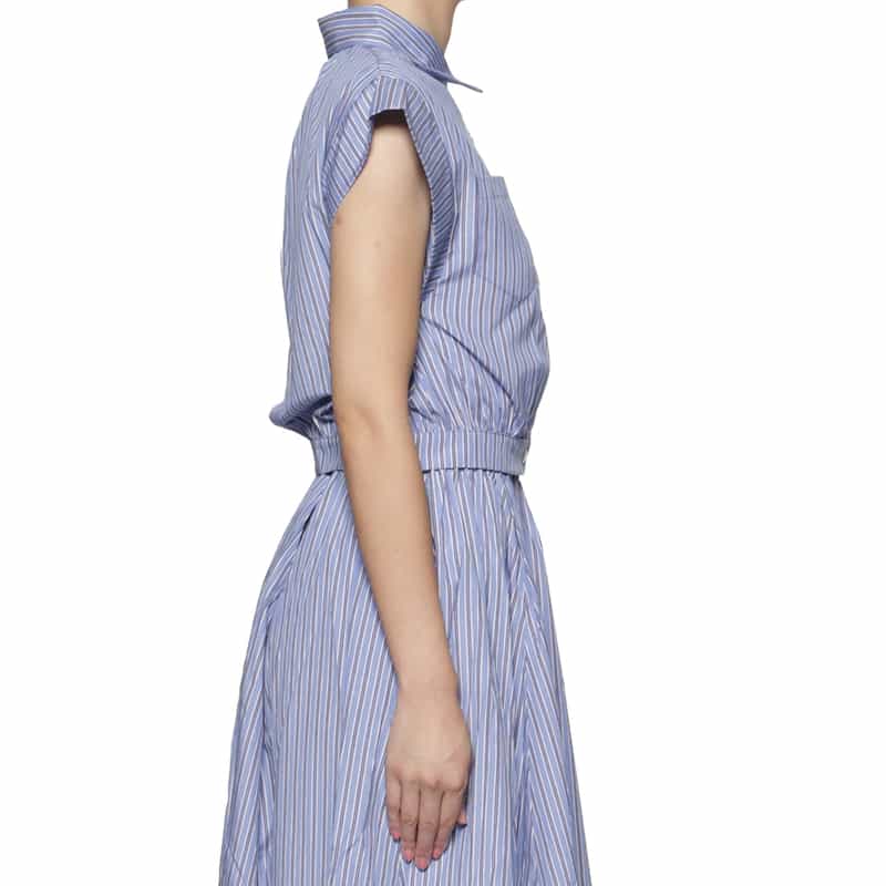 BARNEYS NEW YORK セットアップ ウォッシャブル クロップドシャツ BLUE