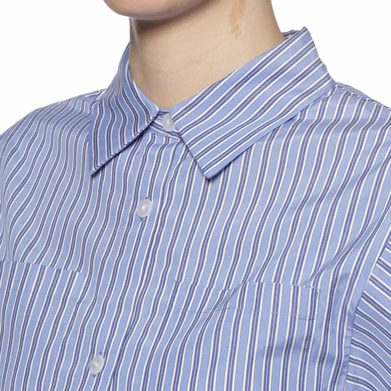 BARNEYS NEW YORK セットアップ ウォッシャブル クロップドシャツ BLUE