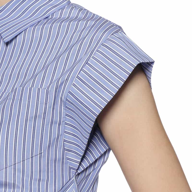 BARNEYS NEW YORK セットアップ ウォッシャブル クロップドシャツ BLUE