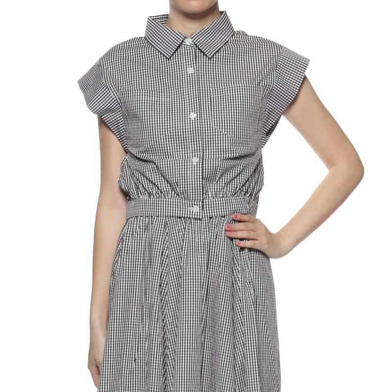 BARNEYS NEW YORK セットアップ ウォッシャブル クロップドシャツ BLACK