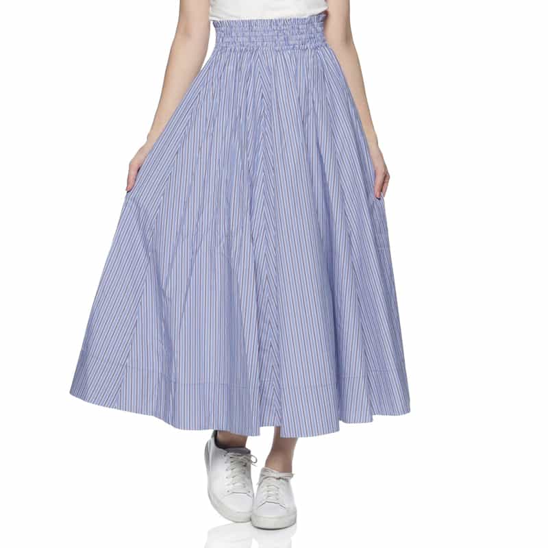 BARNEYS NEW YORK セットアップ ウォッシャブル ウエストシャーリングスカート BLUE
