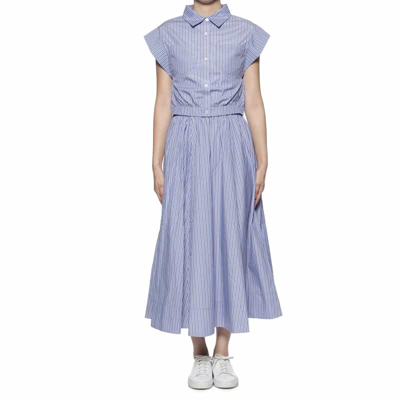 BARNEYS NEW YORK セットアップ ウォッシャブル ウエストシャーリングスカート BLUE