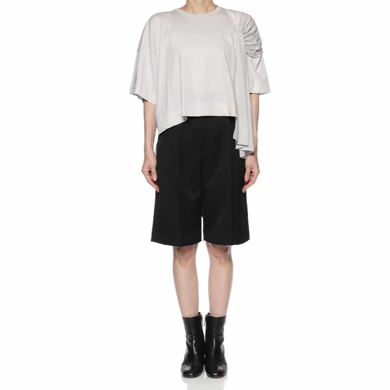 BARNEYS NEW YORK ウォッシャブル アシンメトリークルーネックカットソー GRAY