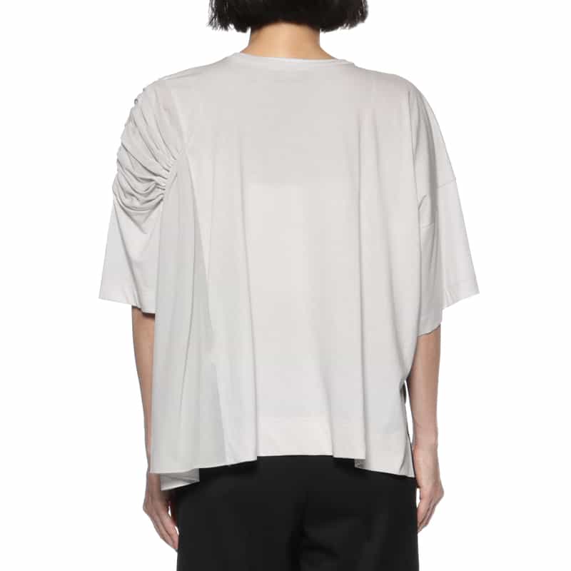 BARNEYS NEW YORK ウォッシャブル アシンメトリークルーネックカットソー GRAY