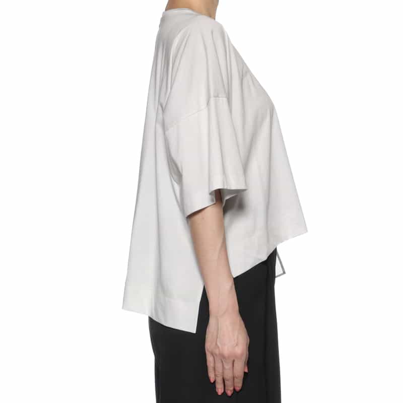 BARNEYS NEW YORK ウォッシャブル アシンメトリークルーネックカットソー GRAY