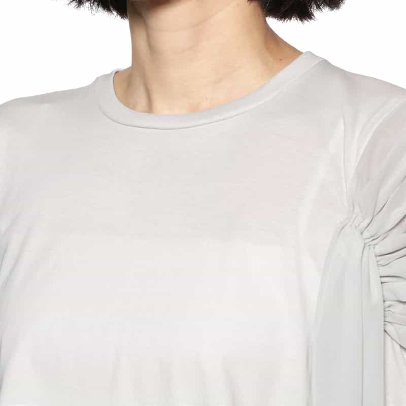 BARNEYS NEW YORK ウォッシャブル アシンメトリークルーネックカットソー GRAY