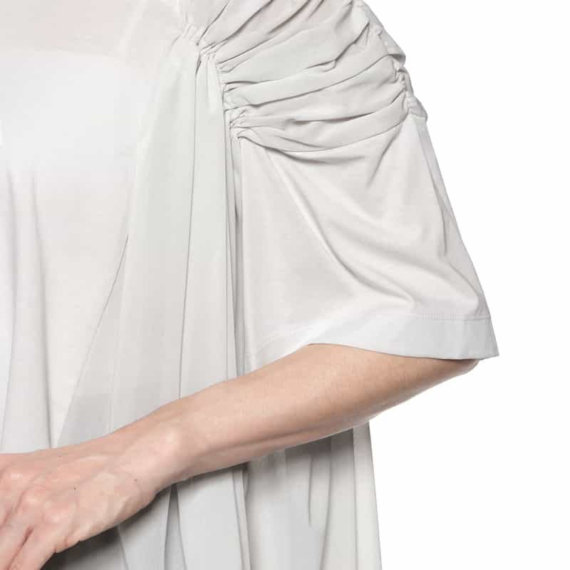 BARNEYS NEW YORK ウォッシャブル アシンメトリークルーネックカットソー GRAY