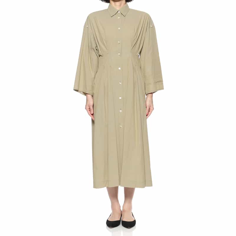 BARNEYS NEW YORK タック入りシャツドレス BEIGE