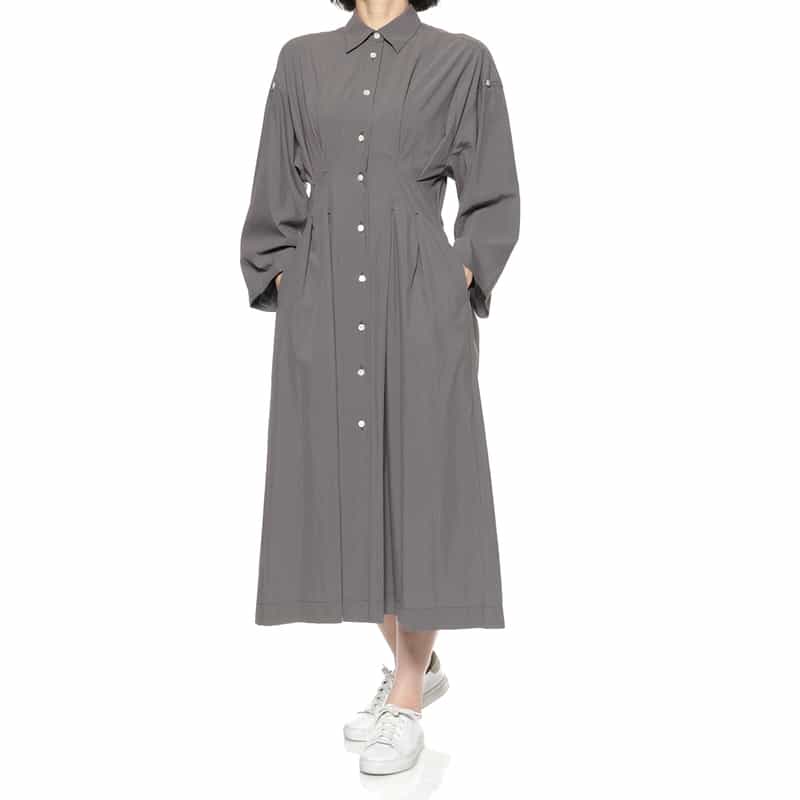 BARNEYS NEW YORK タック入りシャツドレス GRAY