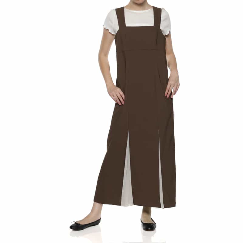 BARNEYS NEW YORK スリット入りキャミソールドレス BROWN