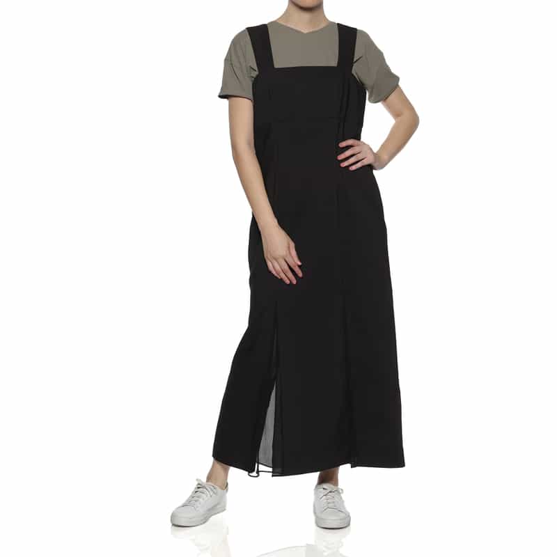 BARNEYS NEW YORK スリット入りキャミソールドレス BLACK