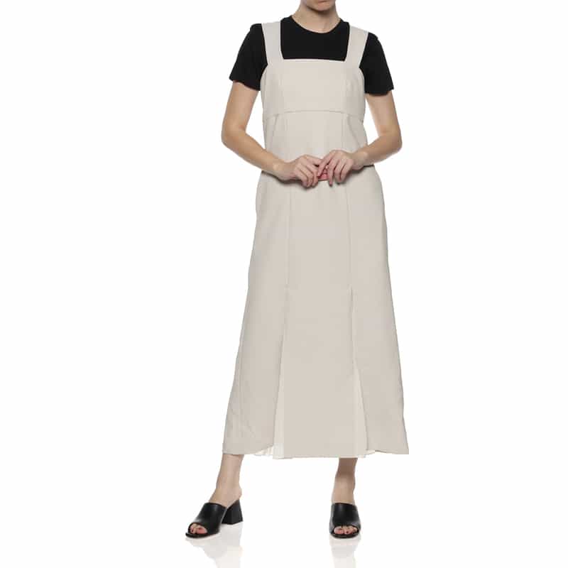 BARNEYS NEW YORK スリット入りキャミソールドレス GRAY BEIGE