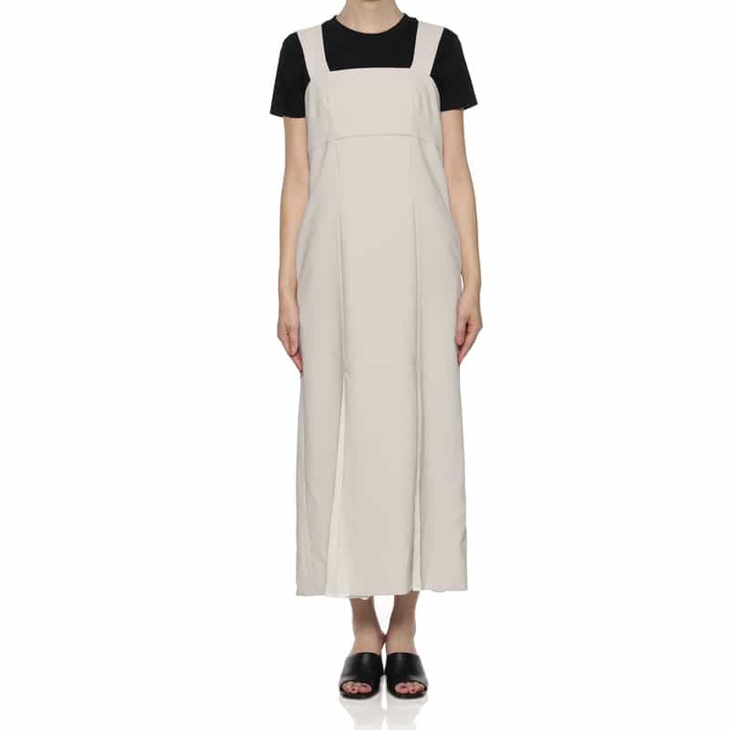 BARNEYS NEW YORK スリット入りキャミソールドレス GRAY BEIGE
