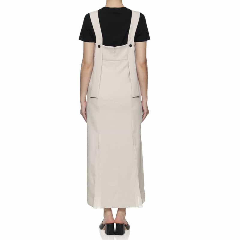 BARNEYS NEW YORK スリット入りキャミソールドレス GRAY BEIGE