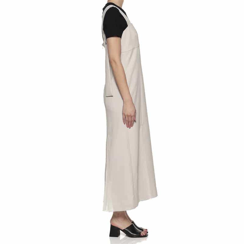 BARNEYS NEW YORK スリット入りキャミソールドレス GRAY BEIGE