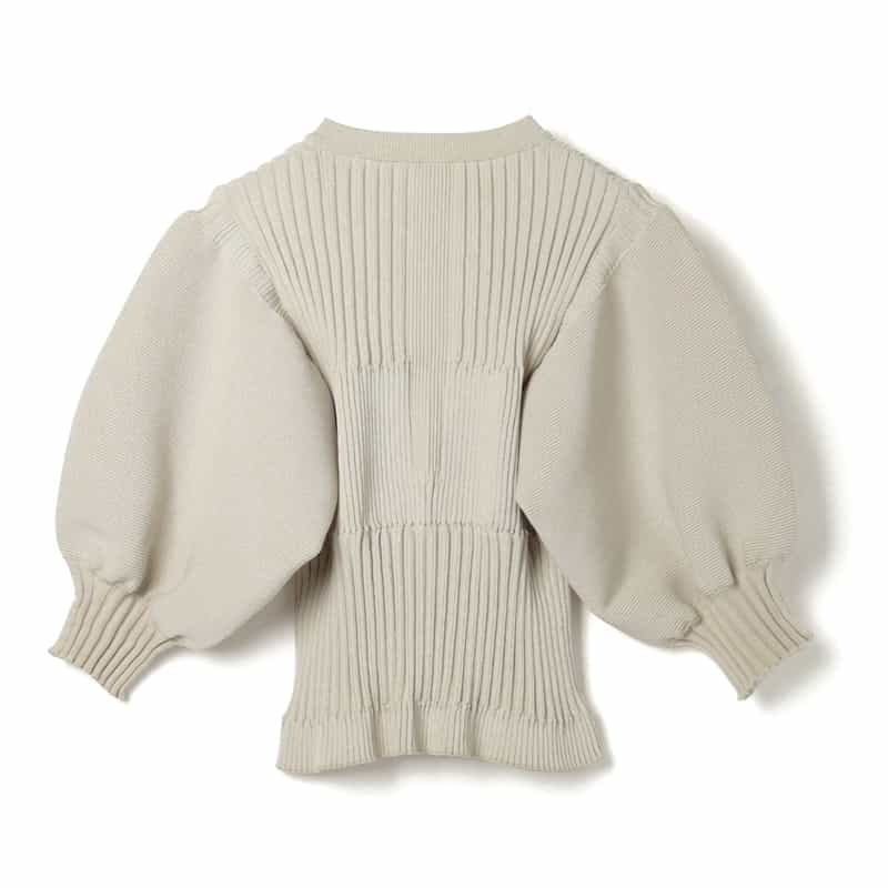 CFCL CFCL＜シーエフシーエル＞ バーニーズ　ニューヨーク限定ショートスリーブニットカーディガン “FLUTED“ IVORY