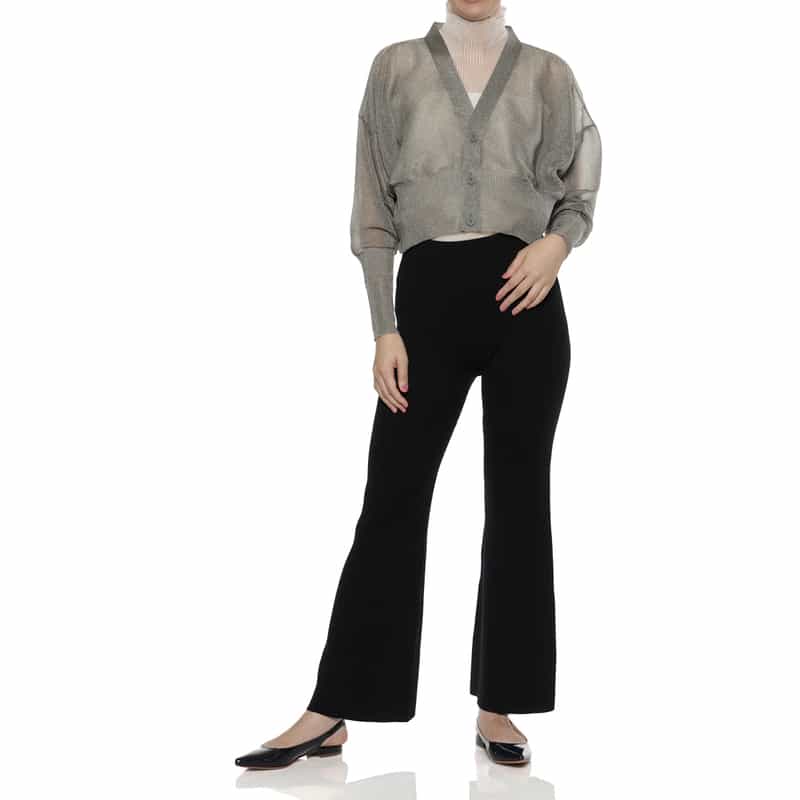 CFCL CFCL＜シーエフシーエル＞ クロップド シアーニットカーディガン GRAY