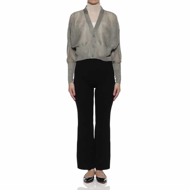 CFCL CFCL＜シーエフシーエル＞ クロップド シアーニットカーディガン GRAY