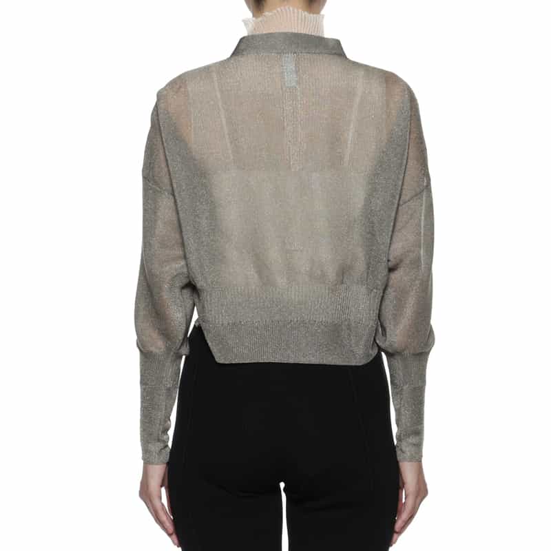 CFCL CFCL＜シーエフシーエル＞ クロップド シアーニットカーディガン GRAY