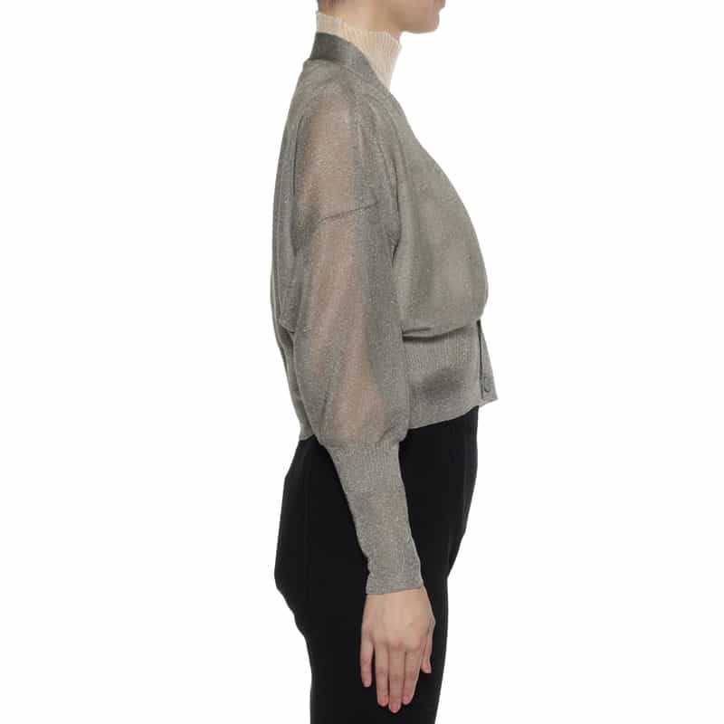 CFCL CFCL＜シーエフシーエル＞ クロップド シアーニットカーディガン GRAY