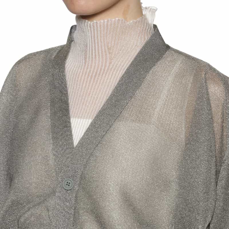 CFCL CFCL＜シーエフシーエル＞ クロップド シアーニットカーディガン GRAY