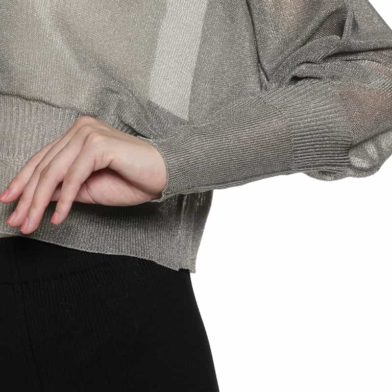 CFCL CFCL＜シーエフシーエル＞ クロップド シアーニットカーディガン GRAY