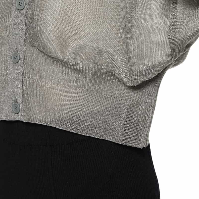 CFCL CFCL＜シーエフシーエル＞ クロップド シアーニットカーディガン GRAY