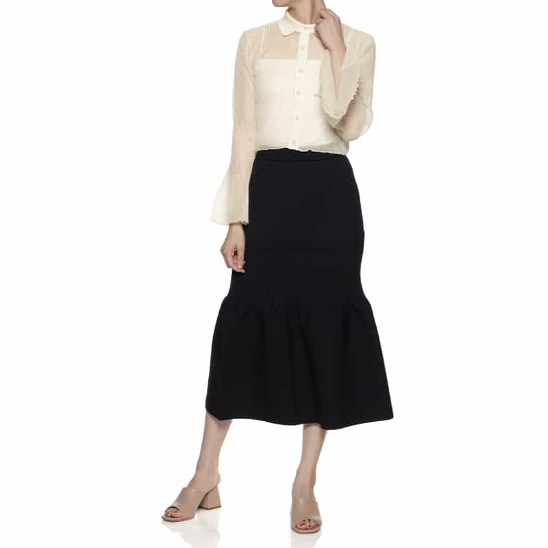 CFCL CFCL＜シーエフシーエル＞ フレアスリーブ シアーニットブラウス GOLD