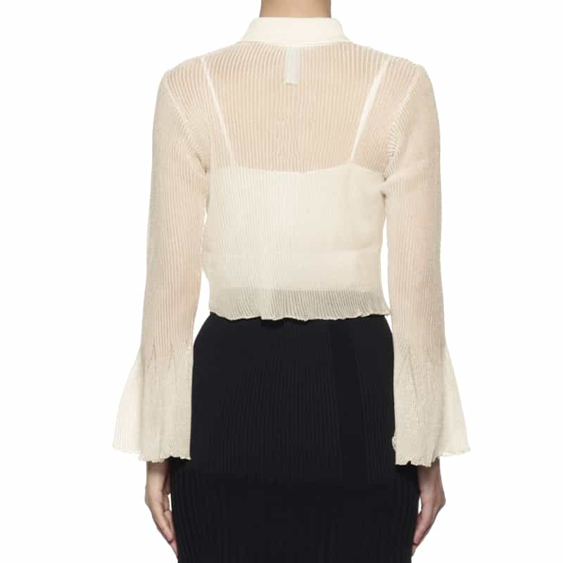 CFCL CFCL＜シーエフシーエル＞ フレアスリーブ シアーニットブラウス GOLD