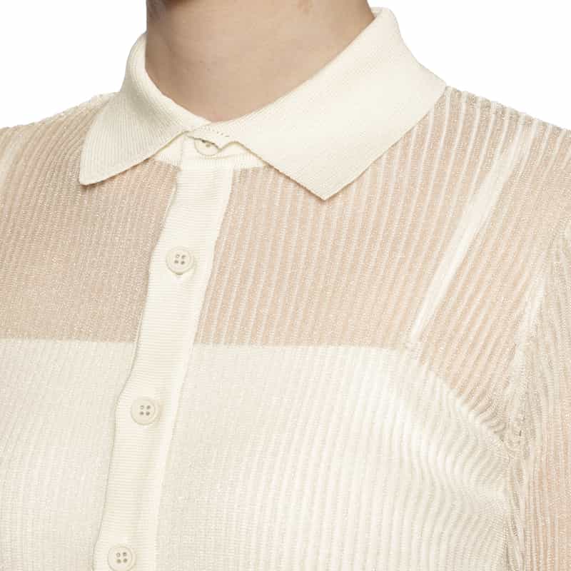 CFCL CFCL＜シーエフシーエル＞ フレアスリーブ シアーニットブラウス GOLD