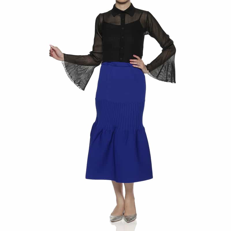 CFCL CFCL＜シーエフシーエル＞ フレアスリーブ シアーニットブラウス BLACK