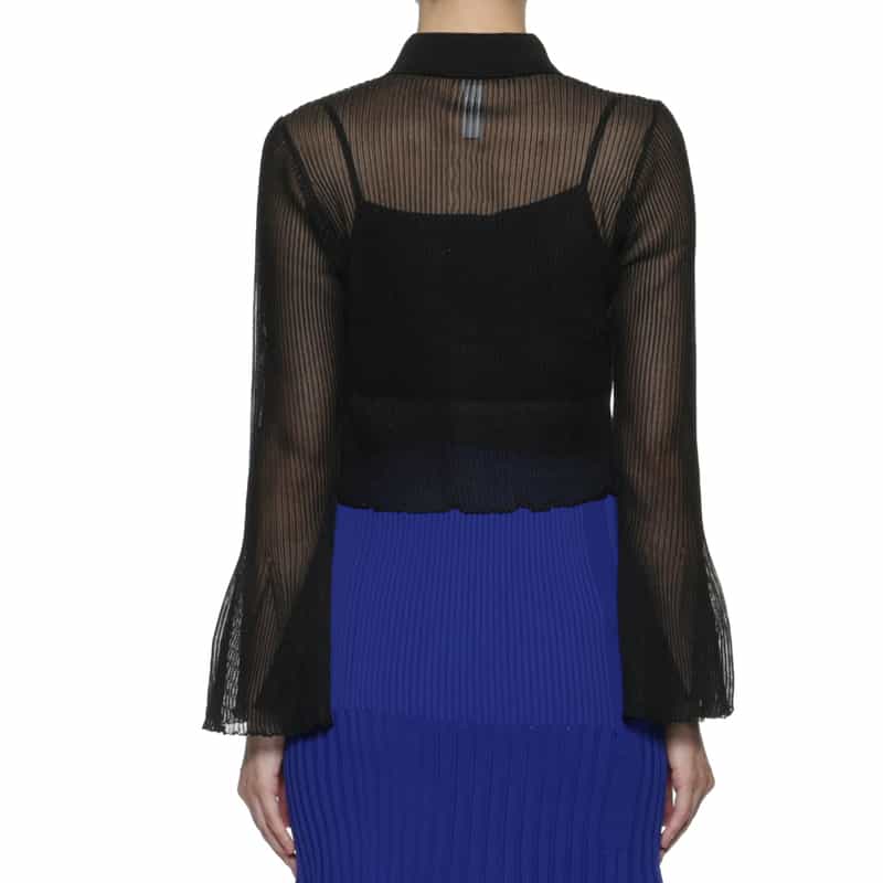 CFCL CFCL＜シーエフシーエル＞ フレアスリーブ シアーニットブラウス BLACK