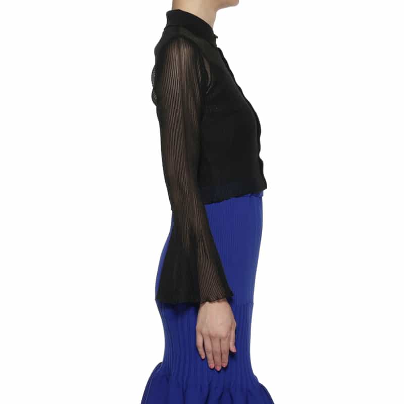 CFCL CFCL＜シーエフシーエル＞ フレアスリーブ シアーニットブラウス BLACK