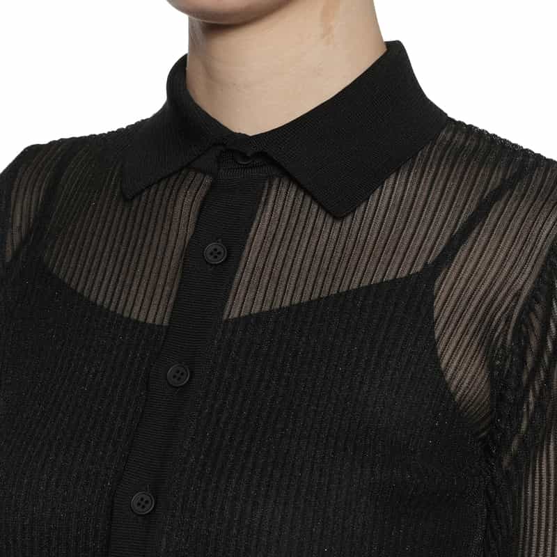 CFCL CFCL＜シーエフシーエル＞ フレアスリーブ シアーニットブラウス BLACK