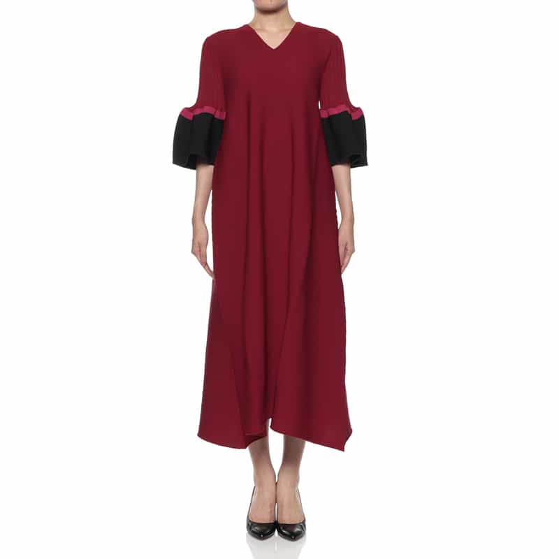 CFCL CFCL＜シーエフシーエル＞ ベルスリーブフレアドレス RED