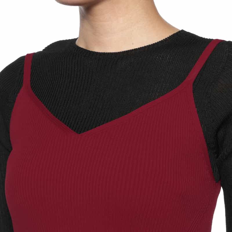 CFCL CFCL＜シーエフシーエル＞ キャミソールニットプルオーバー RED