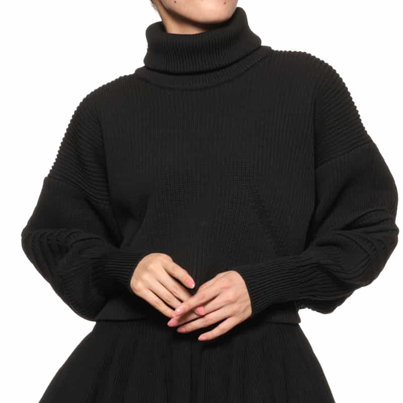 CFCL CFCL＜シーエフシーエル＞ ハイネック クロップドニットプルオーバー BLACK