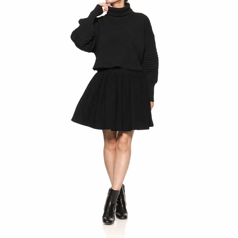 CFCL CFCL＜シーエフシーエル＞ ハイネック クロップドニットプルオーバー BLACK