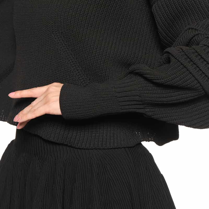 CFCL CFCL＜シーエフシーエル＞ ハイネック クロップドニットプルオーバー BLACK