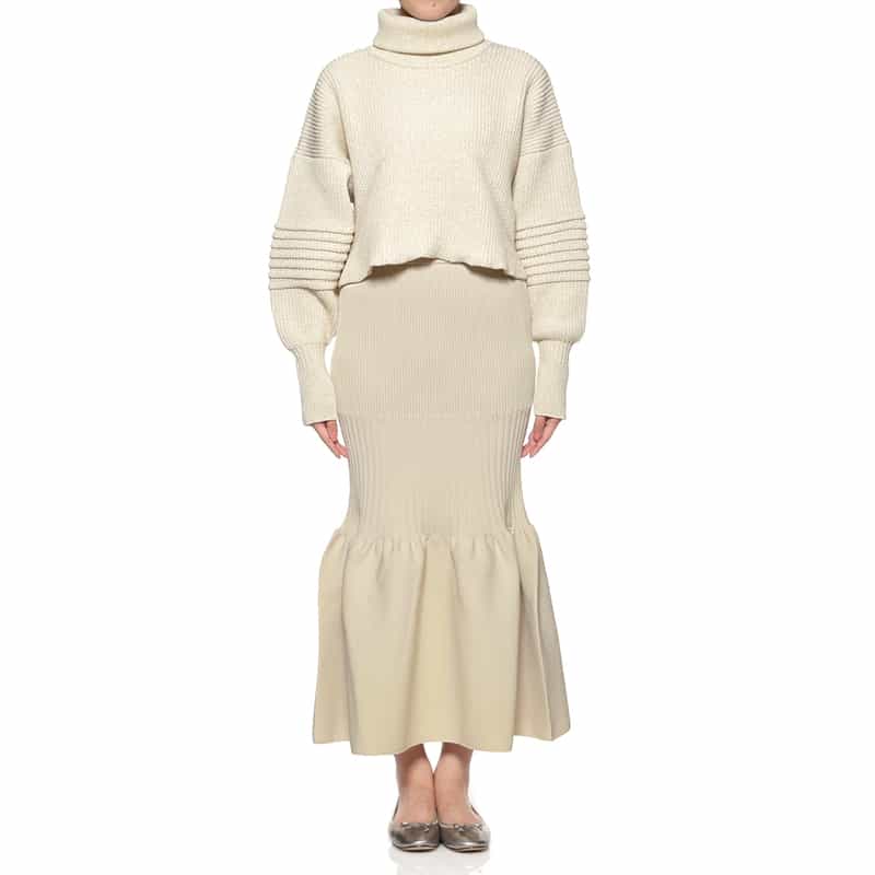 CFCL CFCL＜シーエフシーエル＞ グリッター ハイネック クロップドニットプルオーバー WHITE