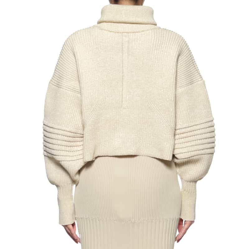 CFCL CFCL＜シーエフシーエル＞ グリッター ハイネック クロップドニットプルオーバー WHITE