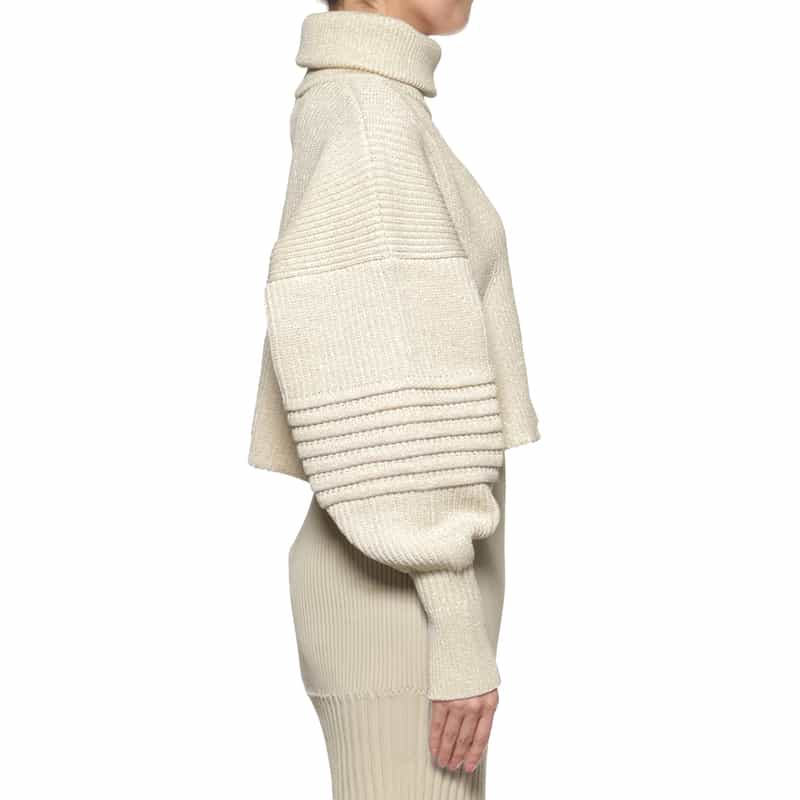 CFCL CFCL＜シーエフシーエル＞ グリッター ハイネック クロップドニットプルオーバー WHITE